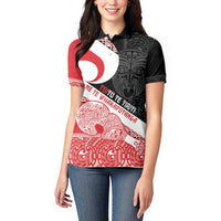 Toitu Te Tiriti Me Te Whakaputanga Women Polo Shirt Maori Wahaika With Haka Face LT14 - Polynesian Pride