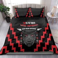 Personalised Toitu Te Tiriti Mana Maori Motuhake Bedding Set Aotearoa Haka Face Mix Poutama Art
