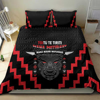 Personalised Toitu Te Tiriti Mana Maori Motuhake Bedding Set Aotearoa Haka Face Mix Poutama Art