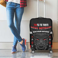Personalised Toitu Te Tiriti Mana Maori Motuhake Luggage Cover Aotearoa Haka Face Mix Poutama Art LT14 - Polynesian Pride