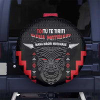 Personalised Toitu Te Tiriti Mana Maori Motuhake Spare Tire Cover Aotearoa Haka Face Mix Poutama Art