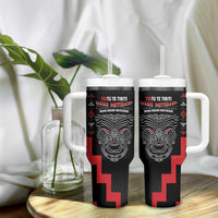 Toitu Te Tiriti Mana Maori Motuhake Tumbler With Handle Aotearoa Haka Face Mix Poutama Art