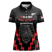 Personalised Toitu Te Tiriti Mana Maori Motuhake Women Polo Shirt Aotearoa Haka Face Mix Poutama Art LT14 Female Black - Polynesian Pride