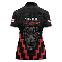Personalised Toitu Te Tiriti Mana Maori Motuhake Women Polo Shirt Aotearoa Haka Face Mix Poutama Art LT14 - Polynesian Pride