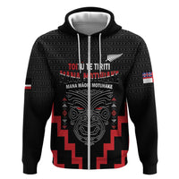 Personalised Toitu Te Tiriti Mana Maori Motuhake Zip Hoodie Aotearoa Haka Face Mix Poutama Art LT14 Zip Hoodie Black - Polynesian Pride