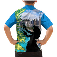 Personalised Honolulu Aloha Hawaii Family Matching Mermaid Dress and Hawaiian Shirt Tropical Leaves With Hula Girl LT14 - Polynesian Pride