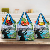 Personalised Honolulu Aloha Hawaii Grocery Bag Tropical Leaves With Hula Girl