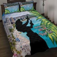 Personalised Honolulu Aloha Hawaii Quilt Bed Set Tropical Leaves With Hula Girl LT14 - Polynesian Pride
