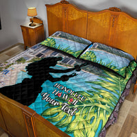 Personalised Honolulu Aloha Hawaii Quilt Bed Set Tropical Leaves With Hula Girl LT14 - Polynesian Pride