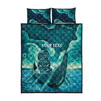 Personalised New Zealand Waitangi Day Quilt Bed Set Hei Tiki With Maori Waka - Whakarare Pattern