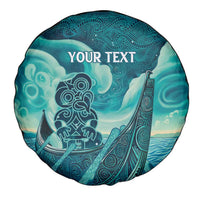 Personalised New Zealand Waitangi Day Spare Tire Cover Hei Tiki With Maori Waka - Whakarare Pattern