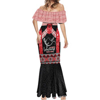 Toitu Te Tiriti O Waitangi Mermaid Dress Maori Wharenui With Taniko Motifs LT14 - Polynesian Pride