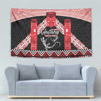 Toitu Te Tiriti O Waitangi Tapestry Maori Wharenui With Taniko Motifs