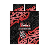 New Zealand 1840 Waitangi Day Quilt Bed Set Aotearoa Haka Mask - Red Version