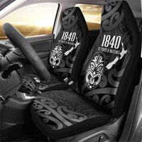 New Zealand 1840 Waitangi Day Car Seat Cover Aotearoa Haka Mask - Black Version LT14 - Polynesian Pride