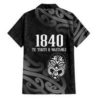 New Zealand 1840 Waitangi Day Family Matching Puletasi and Hawaiian Shirt Aotearoa Haka Mask - Black Version