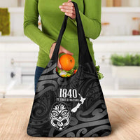 New Zealand 1840 Waitangi Day Grocery Bag Aotearoa Haka Mask - Black Version