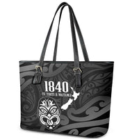 New Zealand 1840 Waitangi Day Leather Tote Bag Aotearoa Haka Mask - Black Version