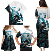New Zealand Lawn Bowls Custom Family Matching Puletasi and Hawaiian Shirt Aotearoa Silver Fern Paua Shell LT14 - Polynesian Pride