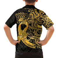Polynesia Bone Cancer Awareness Family Matching Long Sleeve Bodycon Dress and Hawaiian Shirt Fight Warriors