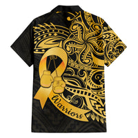 Polynesia Bone Cancer Awareness Family Matching Off The Shoulder Long Sleeve Dress and Hawaiian Shirt Fight Warriors