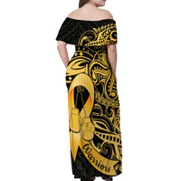 Polynesia Bone Cancer Awareness Off Shoulder Maxi Dress Fight Warriors