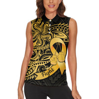 Polynesia Bone Cancer Awareness Women Sleeveless Polo Shirt Fight Warriors