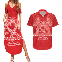 Personalised In September We Wear Red Couples Matching Summer Maxi Dress and Hawaiian Shirt Polynesia Blood Cancer Awareness LT14 Red - Polynesian Pride