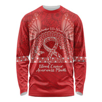 Personalised In September We Wear Red Long Sleeve Shirt Polynesia Blood Cancer Awareness