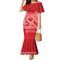 Personalised In September We Wear Red Mermaid Dress Polynesia Blood Cancer Awareness LT14 Women Red - Polynesian Pride
