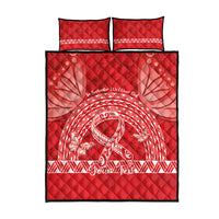 Personalised In September We Wear Red Quilt Bed Set Polynesia Blood Cancer Awareness