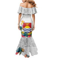 Kiribati Independence Day Mermaid Dress Frigatebird Mix Tropical Flowers - White Style LT14 - Polynesian Pride