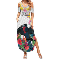 Kiribati Independence Day Summer Maxi Dress Frigatebird Mix Tropical Flowers - White Style LT14 Women White - Polynesian Pride