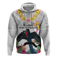 Kiribati Independence Day Zip Hoodie Frigatebird Mix Tropical Flowers - White Style
