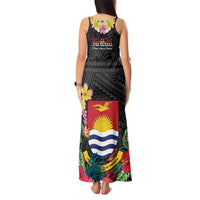 Kiribati Independence Day Tank Maxi Dress Frigatebird Mix Tropical Flowers - Black Style LT14 - Polynesian Pride