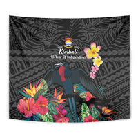 Kiribati Independence Day Tapestry Frigatebird Mix Tropical Flowers - Black Style