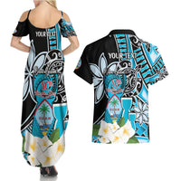 Personalised Guam Liberation Day Couples Matching Summer Maxi Dress and Hawaiian Shirt 80th Anniversary Chamorro Latte Stone With Guasali Flowers LT14 - Polynesian Pride