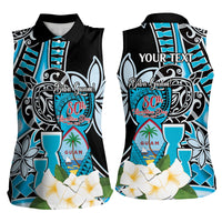 Personalised Guam Liberation Day Women Sleeveless Polo Shirt Chamorro Latte Stone With Guasali Flowers