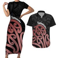 New Zealand Mangopare Tamanako Couples Matching Short Sleeve Bodycon Dress and Hawaiian Shirt Aotearoa Maori LT14 Brown - Polynesian Pride