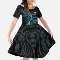 New Zealand Archery Family Matching Long Sleeve Bodycon Dress and Hawaiian Shirt Aotearoa Silver Fern Maori - Polynesian Pride