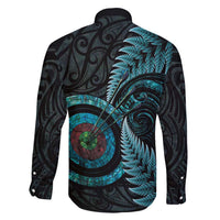 New Zealand Archery Family Matching Off Shoulder Short Dress and Hawaiian Shirt Aotearoa Silver Fern Maori - Polynesian Pride
