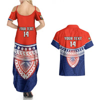 Custom Fiji School Couples Matching Summer Maxi Dress and Hawaiian Shirt Marist Brothers Fijian Tapa Pattern LT14 - Polynesian Pride