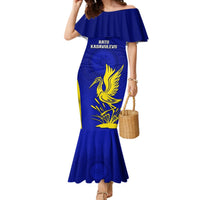 Custom Fiji School Mermaid Dress Ratu Kadavulevu Heron With Fijian Tapa LT14 Women Gold - Polynesian Pride