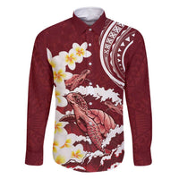 Blood Gold Polynesia Family Matching Tank Maxi Dress and Hawaiian Shirt Polynesian Frangipani With Sea Turtles