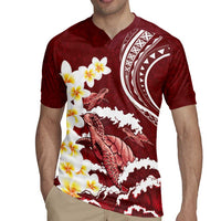 Blood Gold Polynesia Rugby Jersey Polynesian Frangipani With Sea Turtles