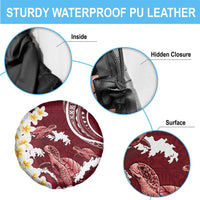 Blood Gold Polynesia Spare Tire Cover Polynesian Frangipani With Sea Turtles