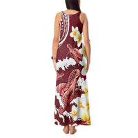 Blood Gold Polynesia Tank Maxi Dress Polynesian Frangipani With Sea Turtles