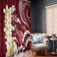 Blood Gold Polynesia Window Curtain Polynesian Frangipani With Sea Turtles