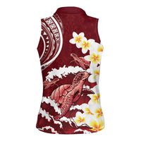 Blood Gold Polynesia Women Sleeveless Polo Shirt Polynesian Frangipani With Sea Turtles
