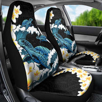 Black Polynesia Car Seat Cover Polynesian Frangipani With Sea Turtles